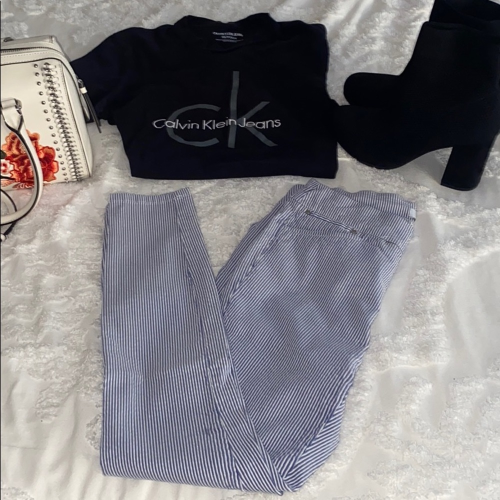 Blue Striped Calvin Klein Pull-on Pant leggings